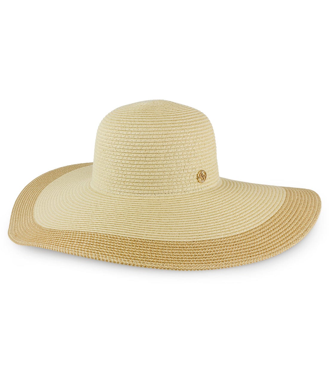 Adrienne Vittadini Large Brim Straw Color Block Floppy Hat