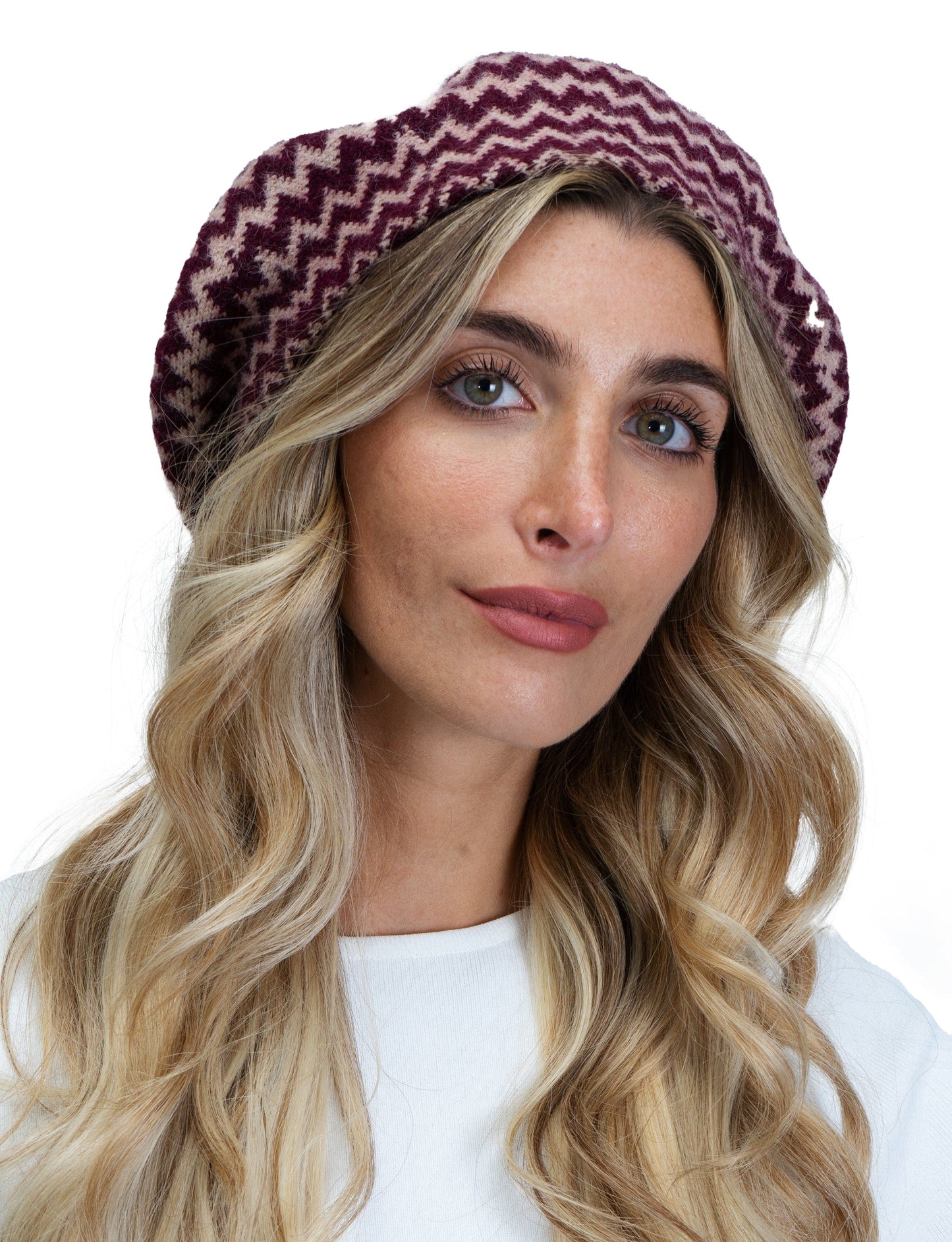 Adrienne Vittadini Chevron Printed Knit Beret