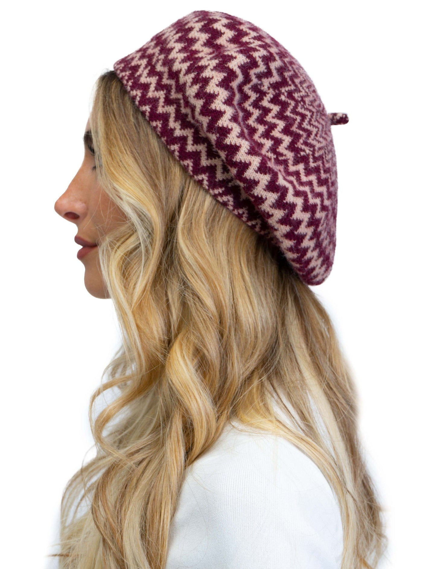 Adrienne Vittadini Chevron Printed Knit Beret