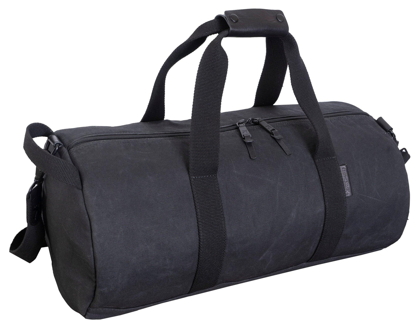 Voyager 20"Waxed Canvas Shoe Pocket Duffel - Black