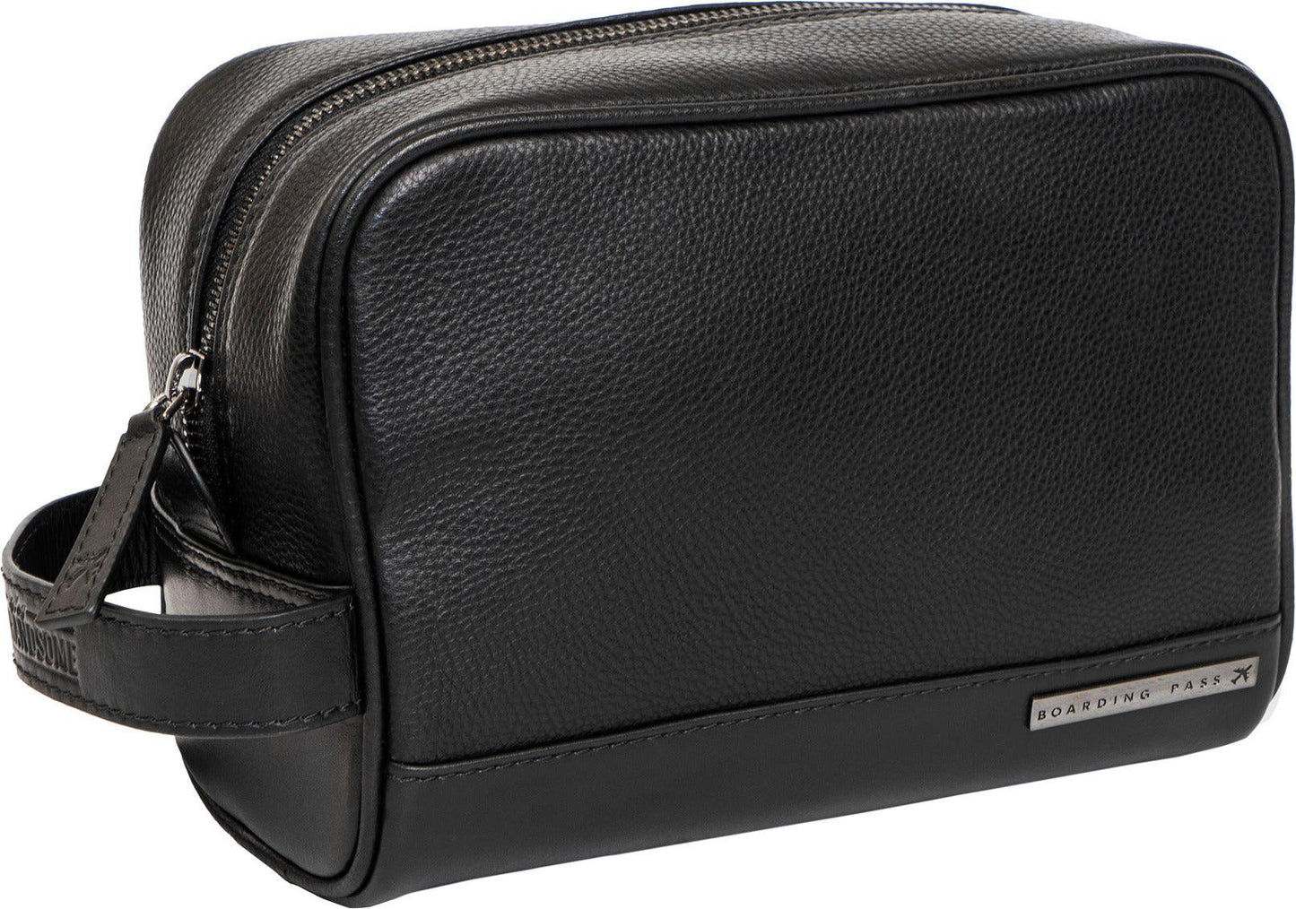 Hey Handsome Pebble Grain Genuine Leather Toiletry Dopp Kit - Black