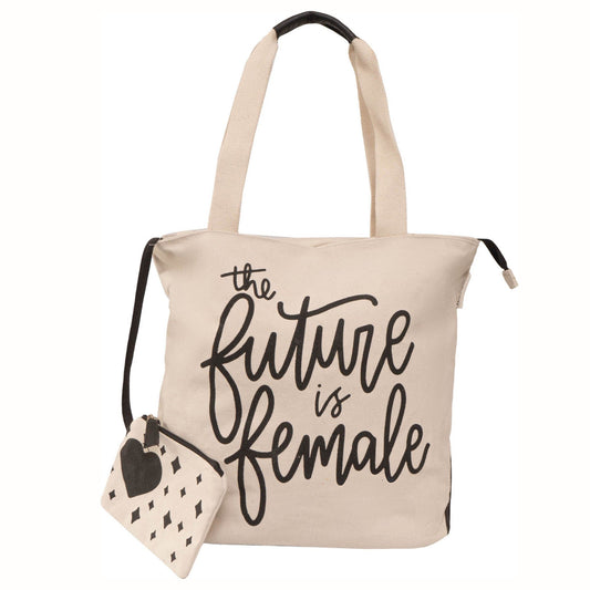 Magid Canvas "THE FUTURE IS FEMALE" Script Tote With Pouch