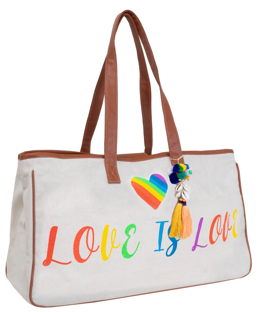 Magid Canvas Slogan Tote "LOVE IS LOVE"