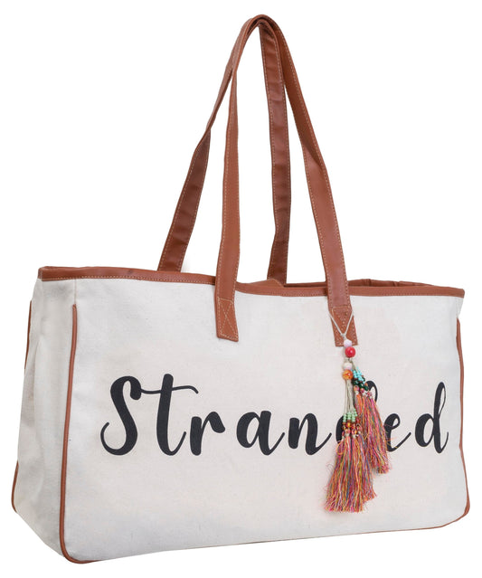 Magid Canvas Slogan Tote "STRANDED"