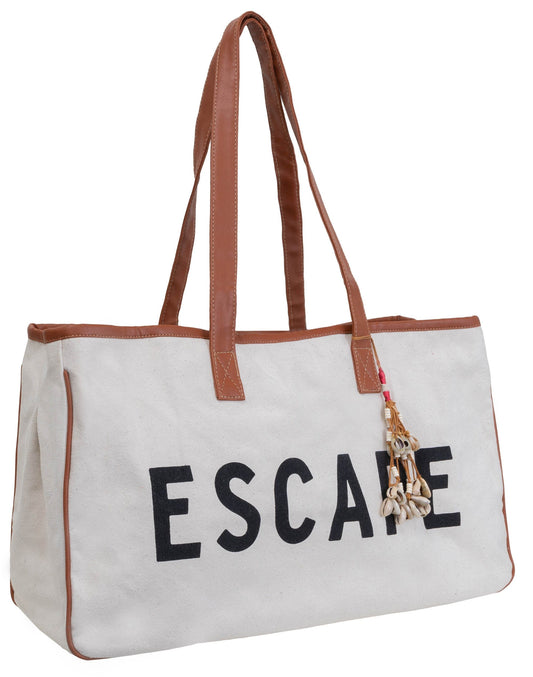 Magid Canvas Slogan Tote "ESCAPE"