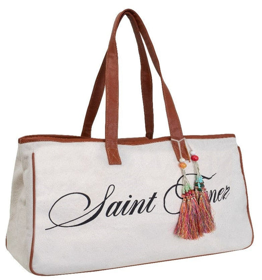 Magid Canvas Slogan Tote "SAINT TROPEZ"