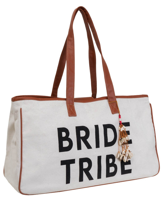 Magid Canvas Slogan Tote "BRIDE TRIBE"