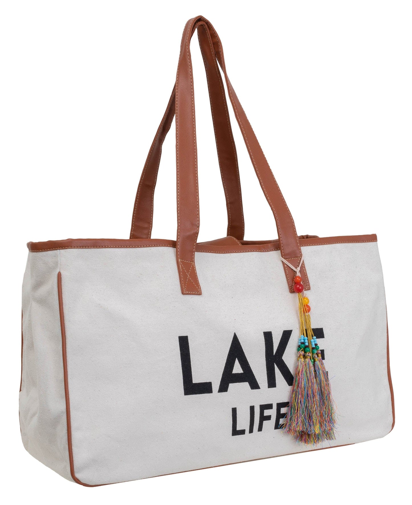 Magid Canvas Slogan Tote "LAKE LIFE"