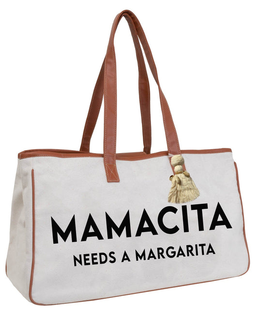 Magid Canvas Slogan Tote "MAMACITA NEEDS A MARGARITA"