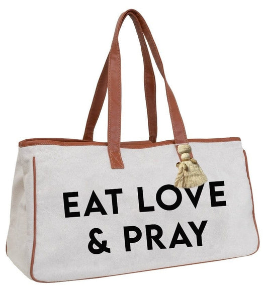 Magid Canvas Slogan Tote "EAT LOVE & PRAY"