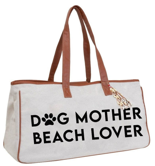 Magid Canvas Slogan Tote "DOG MOTHER BEACH LOVER"