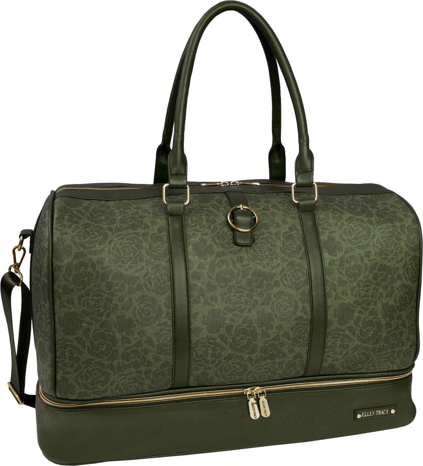 Ellen Tracy 20 Inch Floral Embossed Print Drop Bottom Duffel