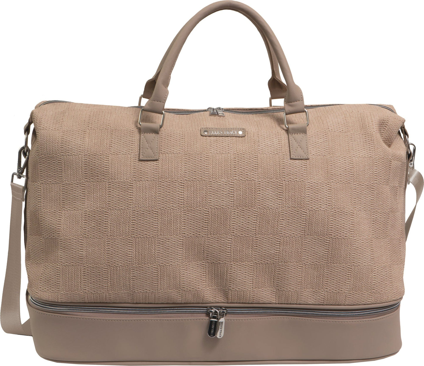 Ellen Tracy 20 Inch Checkered Embossed Faux Leather Drop Bottom Duffel