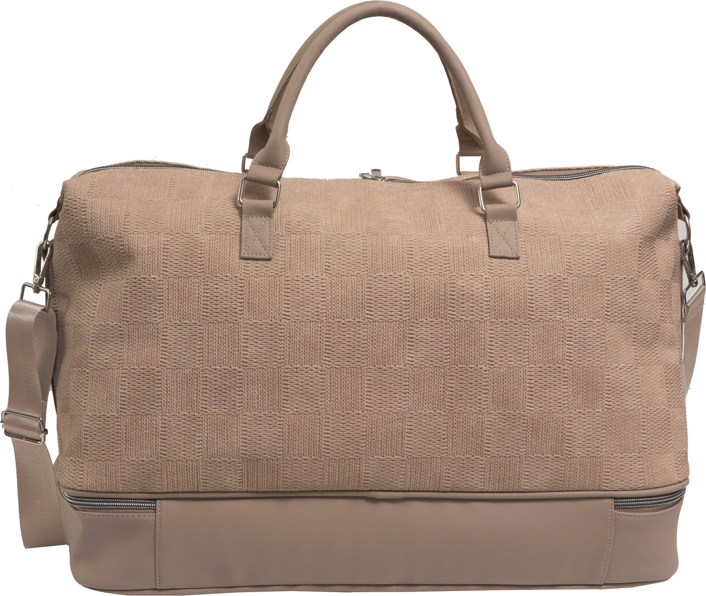 Ellen Tracy 20 Inch Checkered Embossed Faux Leather Drop Bottom Duffel