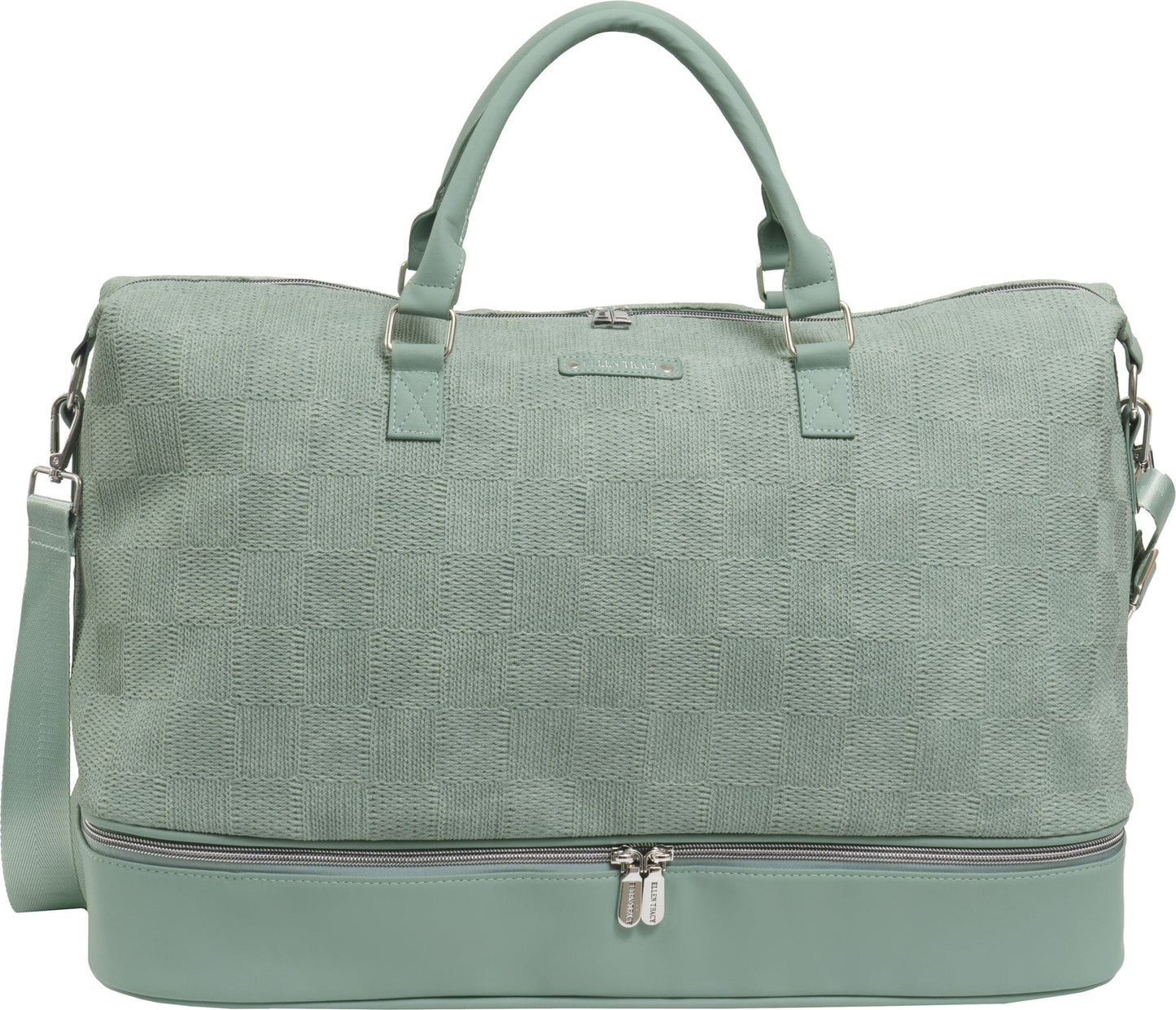 Ellen Tracy 20 Inch Checkered Embossed Faux Leather Drop Bottom Duffel