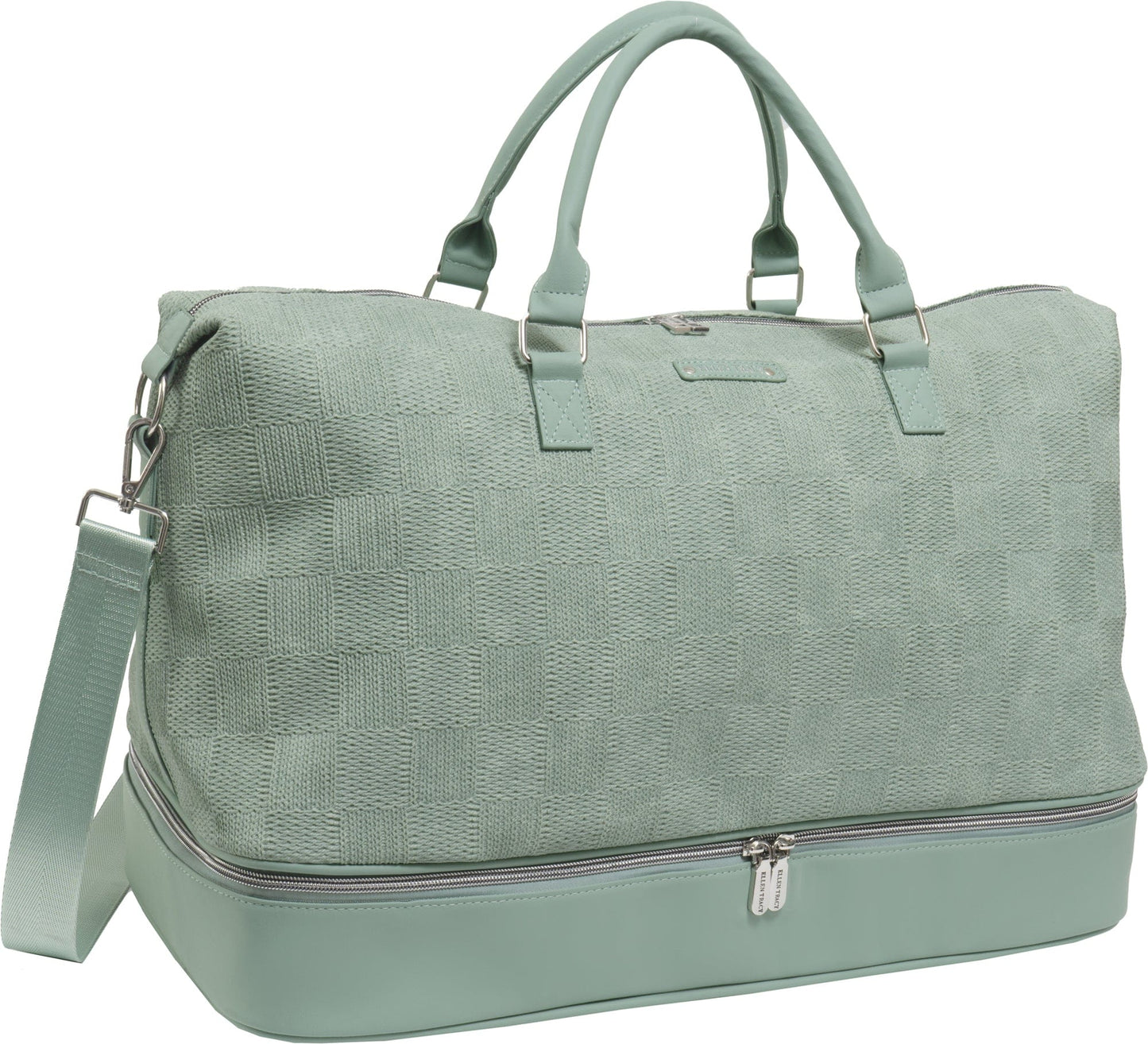 Ellen Tracy 20 Inch Checkered Embossed Faux Leather Drop Bottom Duffel