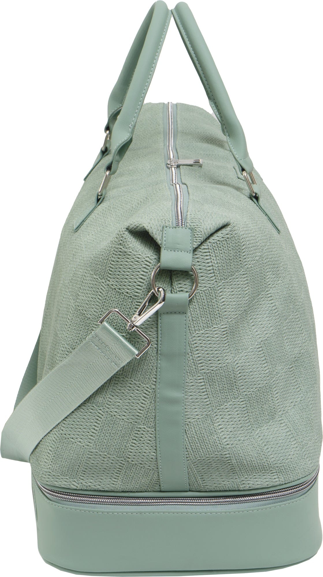 Ellen Tracy 20 Inch Checkered Embossed Faux Leather Drop Bottom Duffel