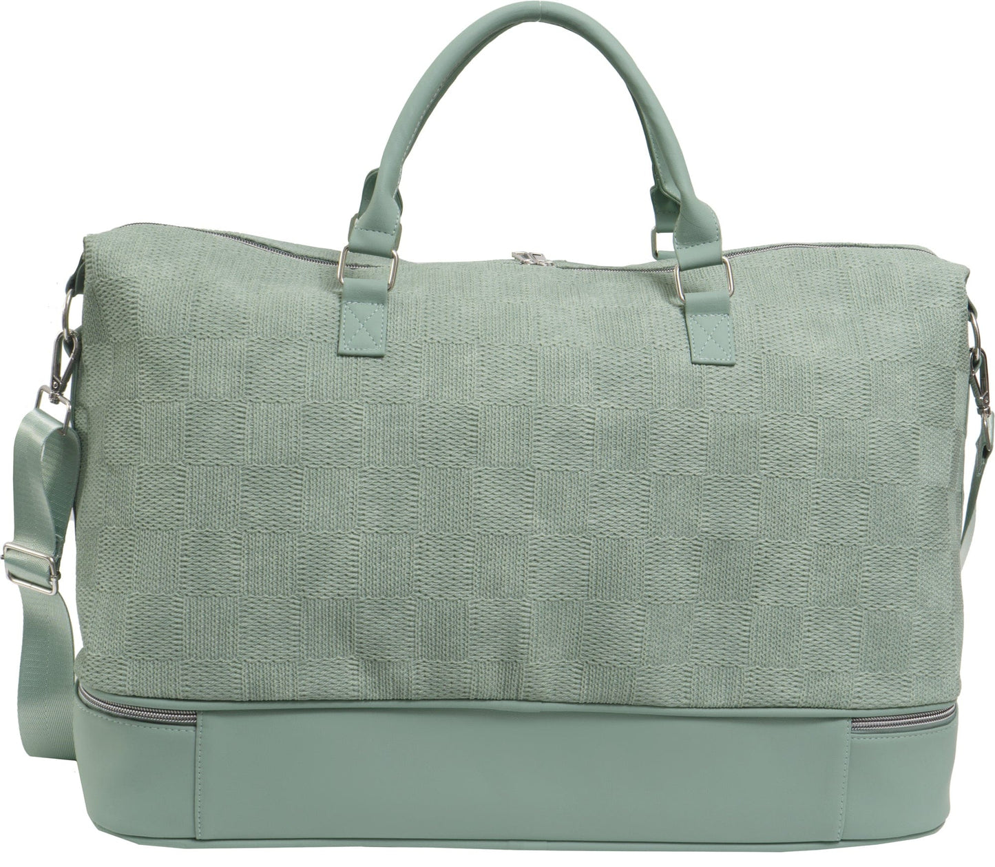 Ellen Tracy 20 Inch Checkered Embossed Faux Leather Drop Bottom Duffel