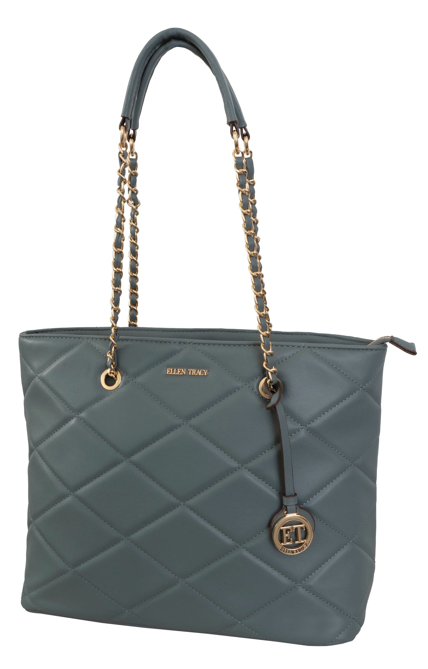 Ellen Tracy Smooth Diamond Quilted Tote Bag