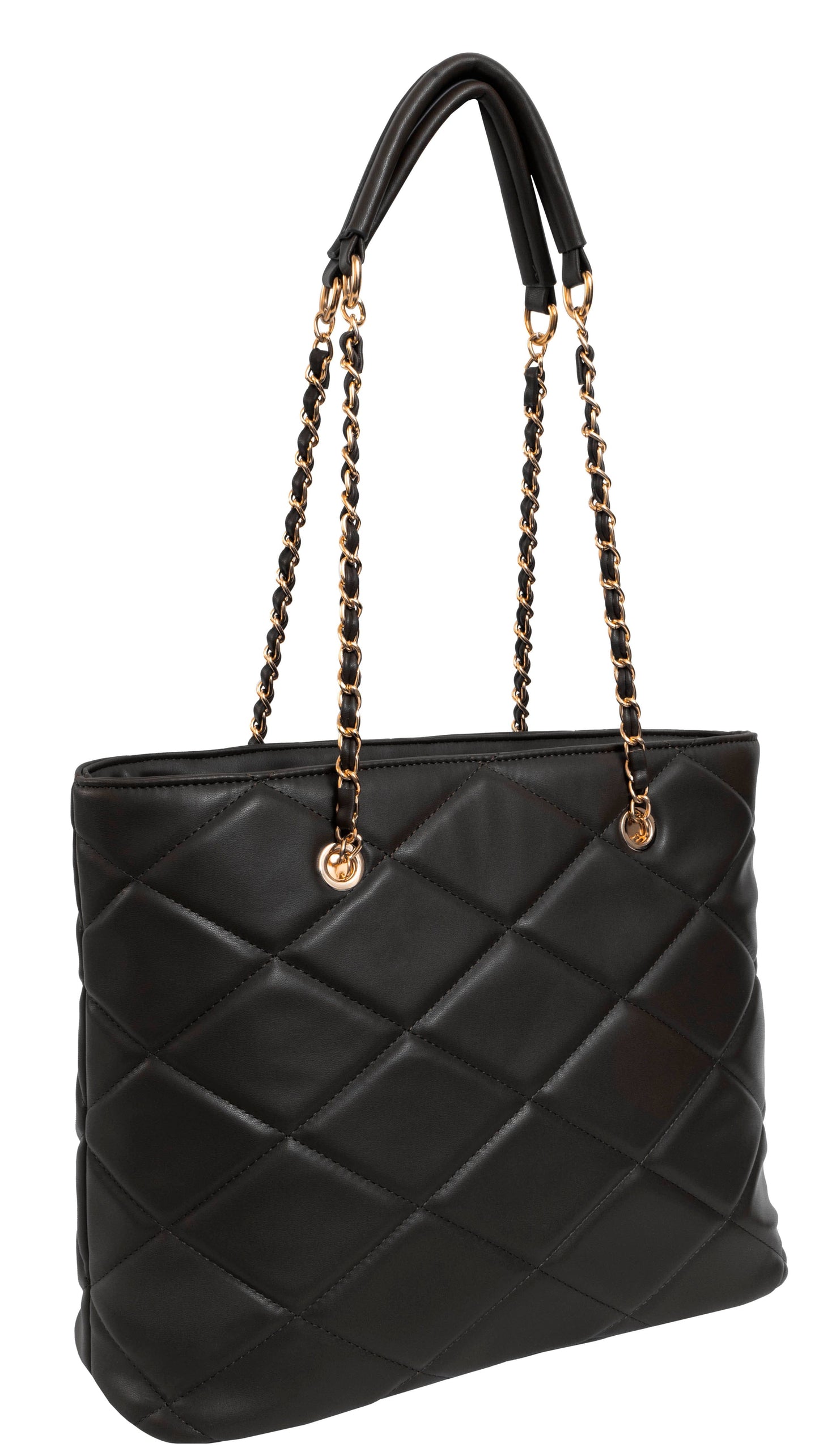 Ellen Tracy Smooth Diamond Quilted Tote Bag