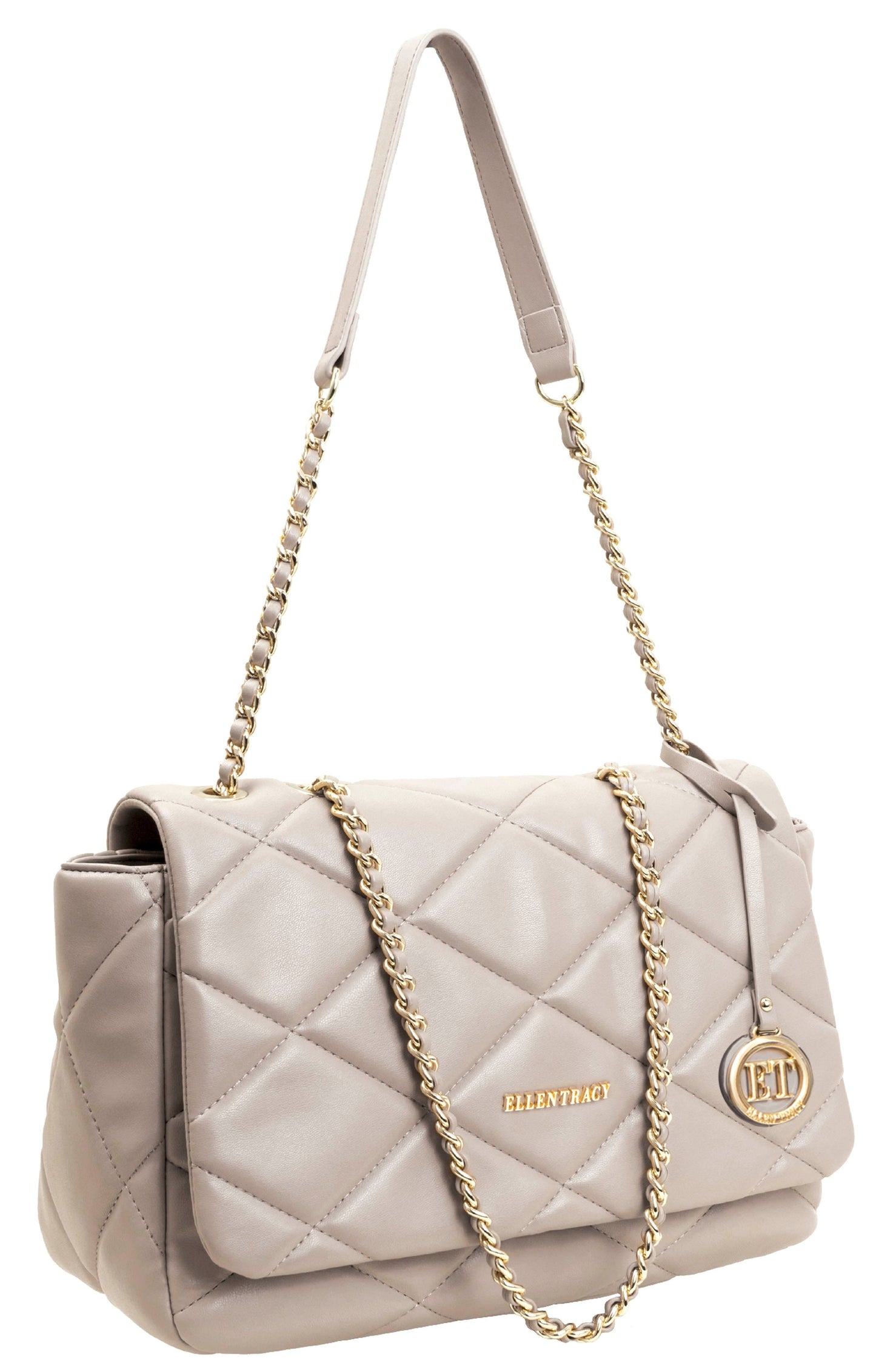 Ellen Tracy Smooth Diamond Quilted Flap Bag