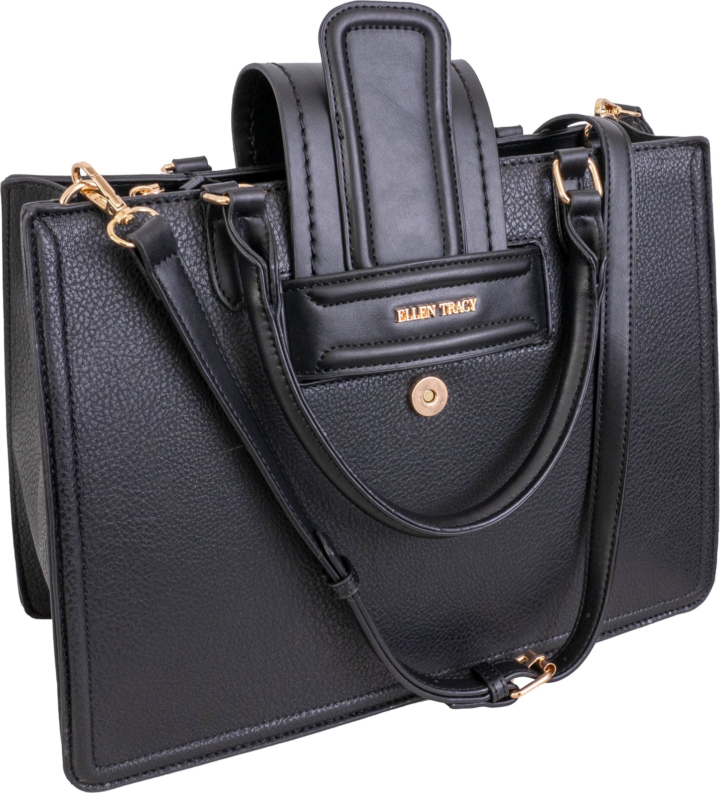 Ellen Tracy Pebble Grain Top Flap Tote