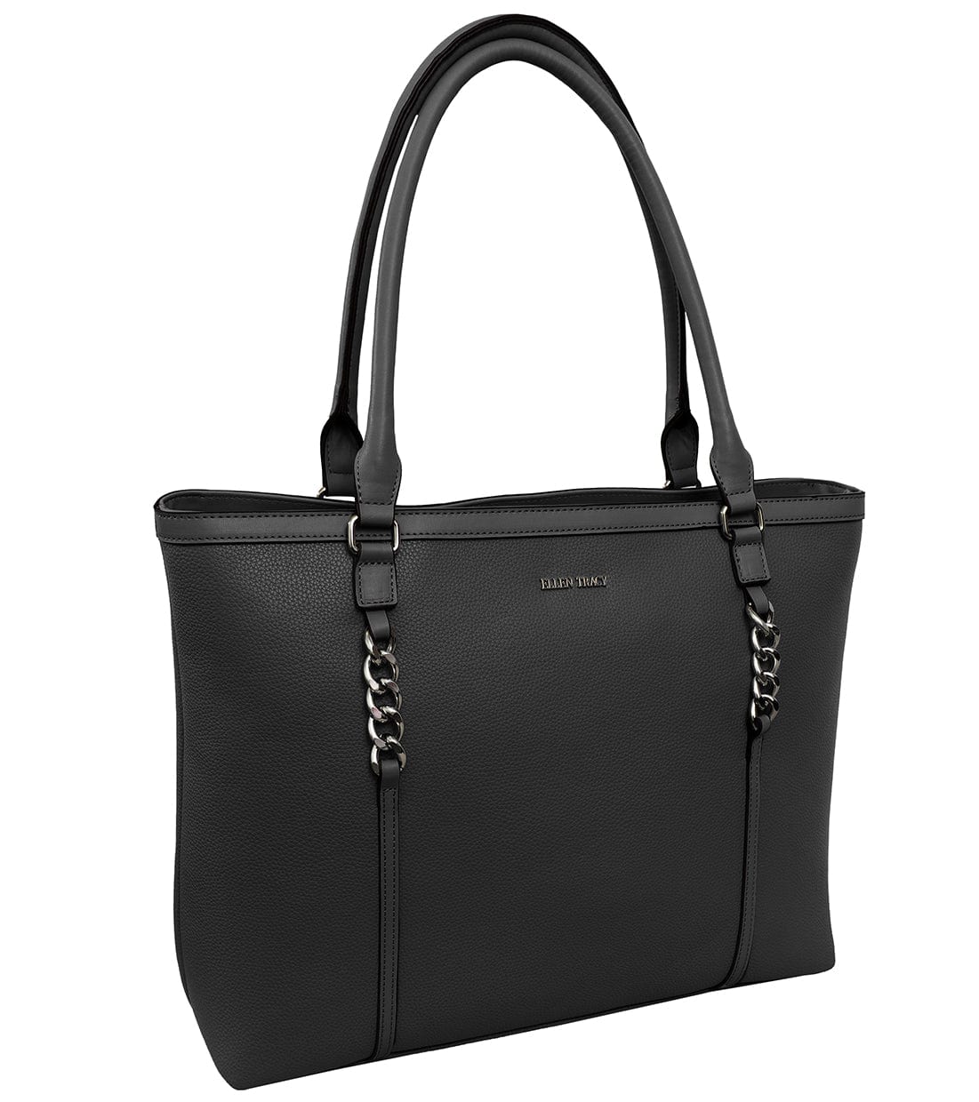 Ellen Tracy Pebble Grain Chain Tote Bag