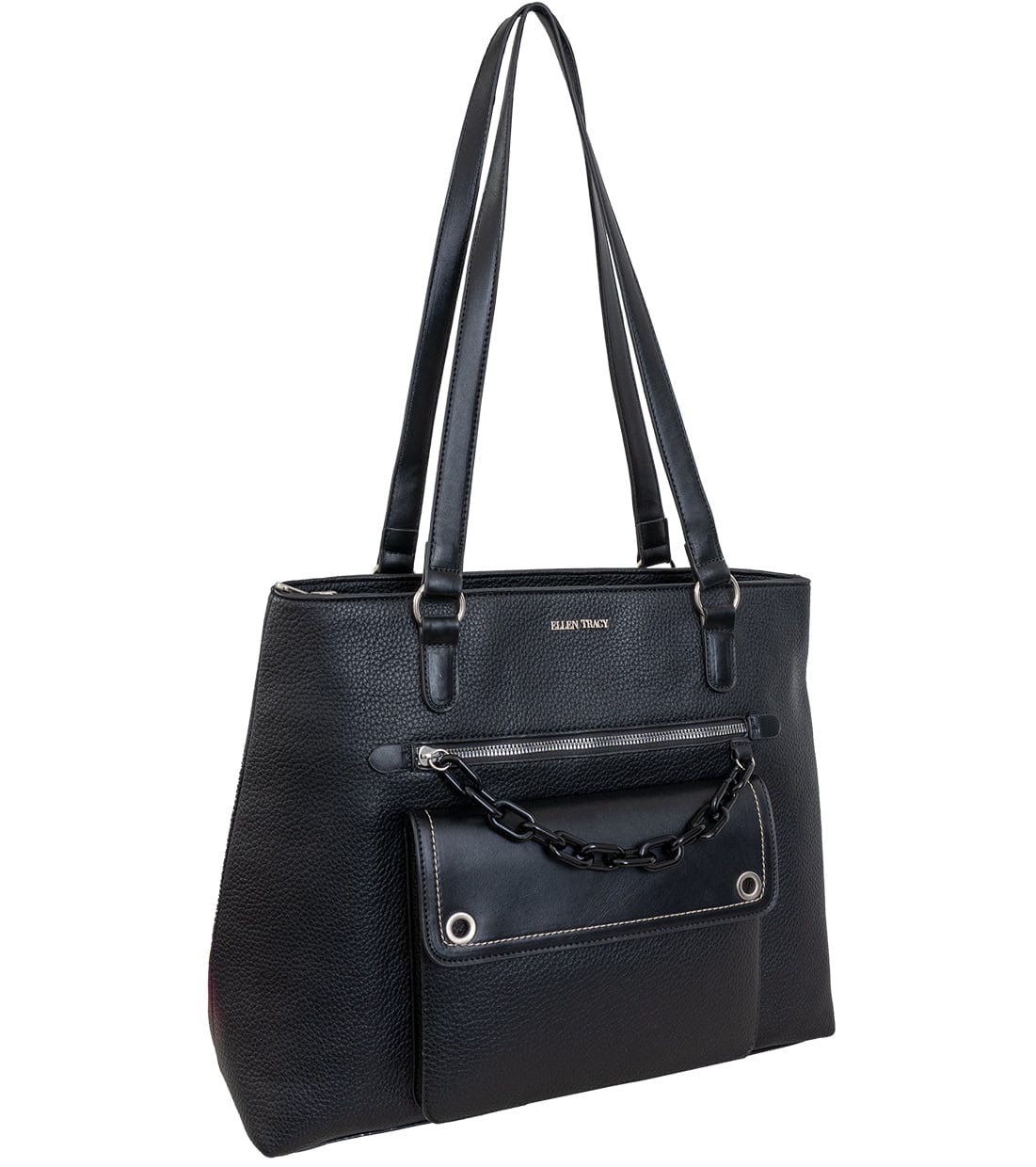 Ellen Tracy Pebble Grain Resin Chain Tote Bag