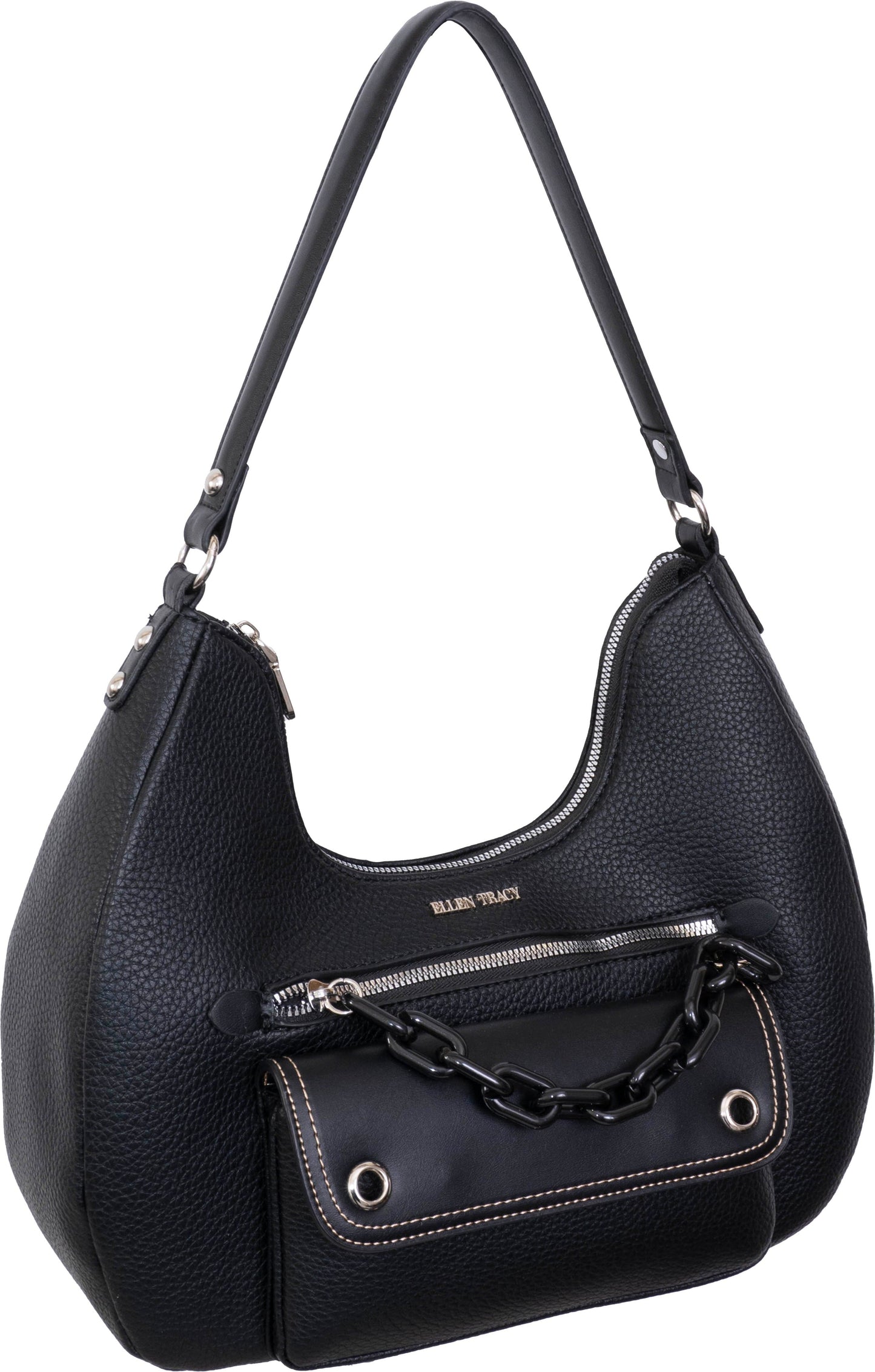 Ellen Tracy Pebble Grain Resin Chain Shoulder Bag