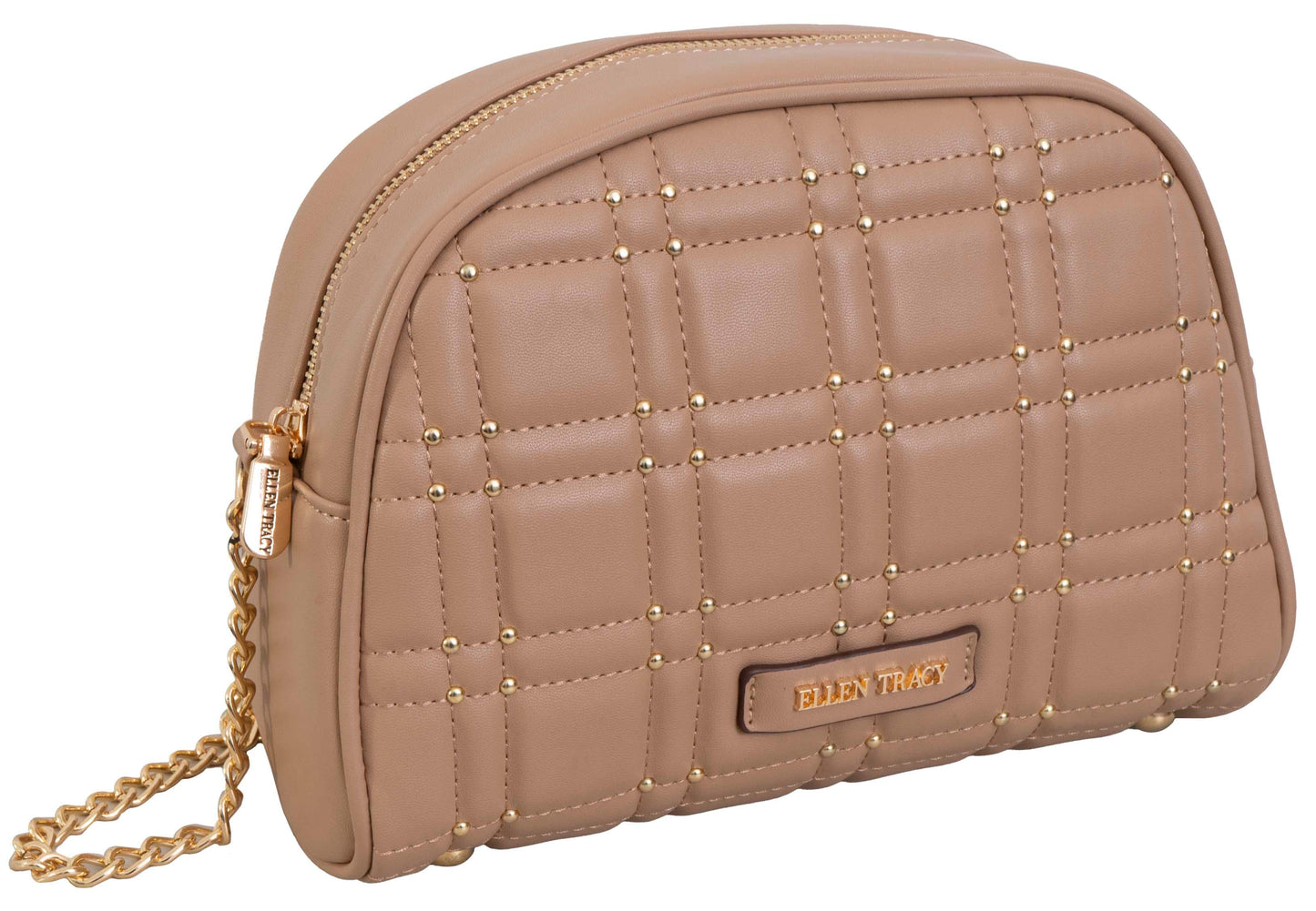 Ellen Tracy Studded Smooth Square Quilted Crossbody