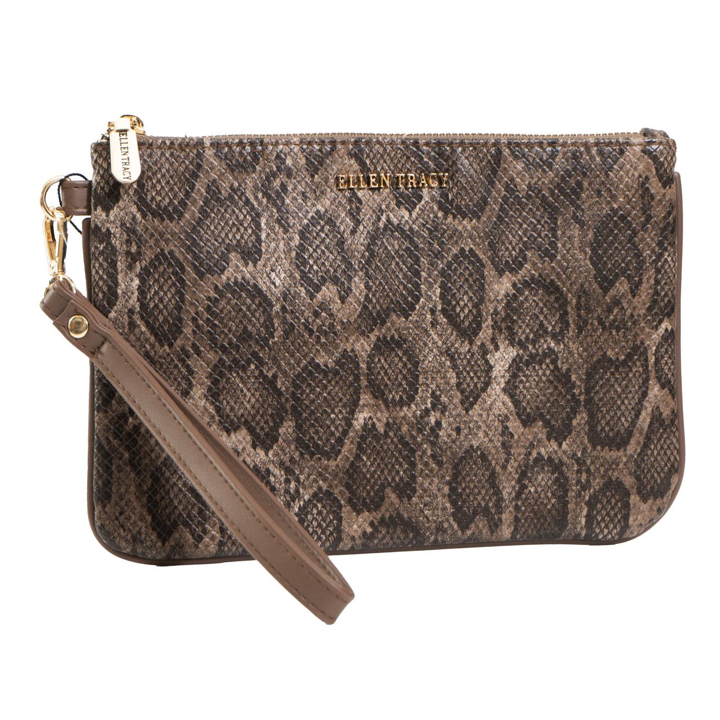 Ellen Tracy Python Faux Leather Print Wristlet