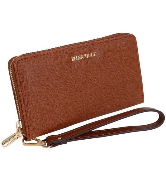 Ellen Tracy Saffiano Zip Around Wristlet Wallet