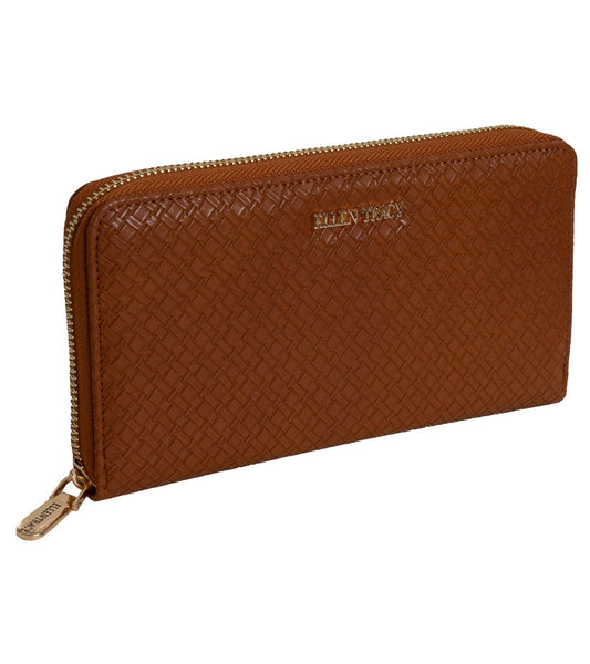 Ellen Tracy Basket Weave Zip Around Wallet