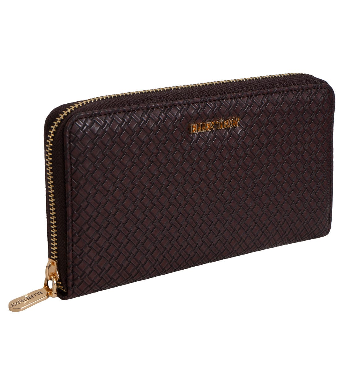 Ellen Tracy Basket Weave Zip Around Wallet