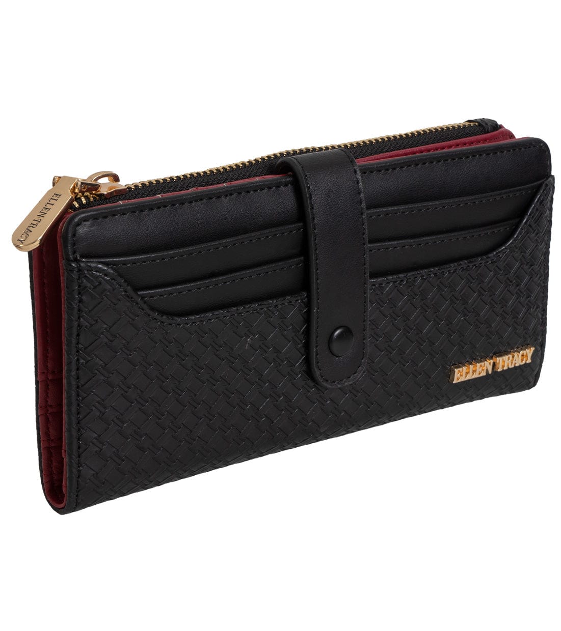 Ellen Tracy Basket Weave Coin Snap Wallet