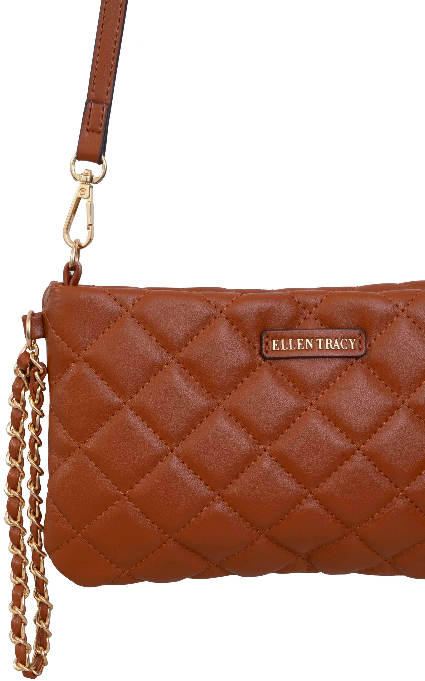 Ellen Tracy Diamond Quilted Phone Case & Wallet On Chain Crossbody