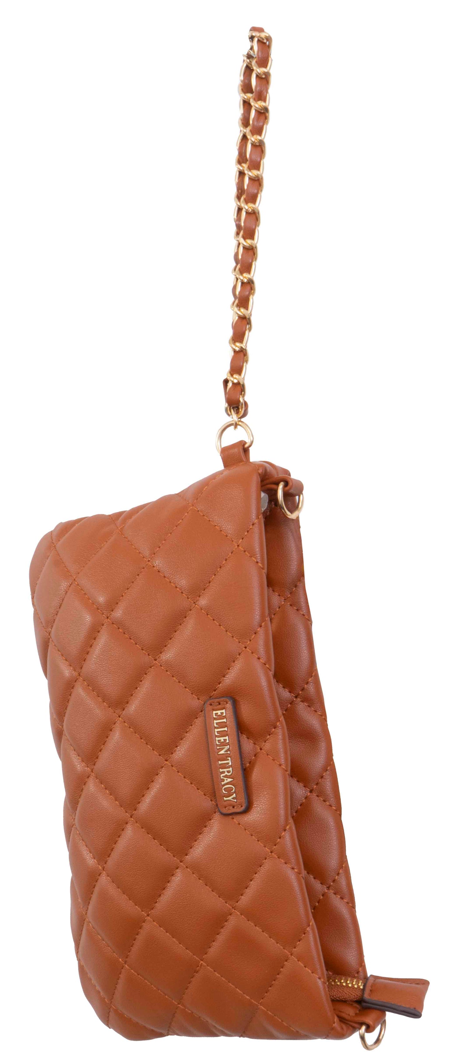 Ellen Tracy Diamond Quilted Phone Case & Wallet On Chain Crossbody