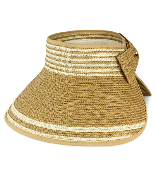 Magid Straw Color Block Roll Up Visor