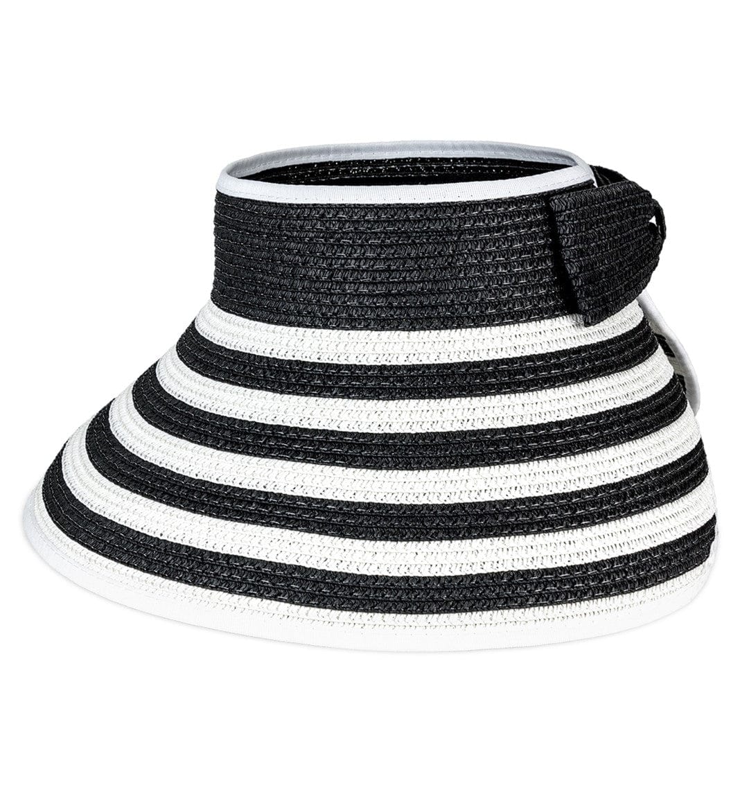 Magid Straw Striped Color Block Roll Up Visor