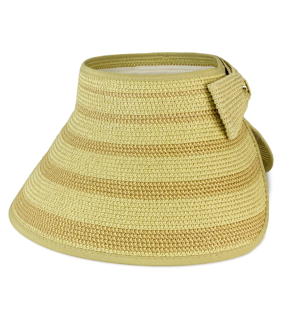 Magid Straw Two Tone Striped Color Block Roll Up Visor