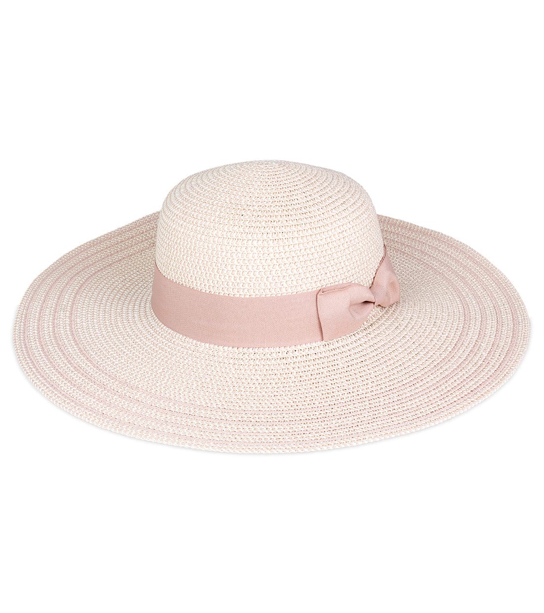 Magid Two Tone Straw & Ribbon Bow Floppy Hat