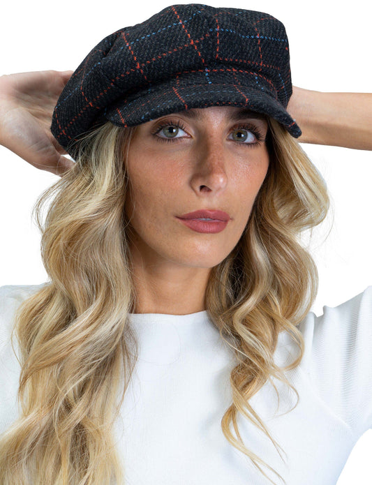 Magid Line Check Pattern Newsboy Cabby Cap