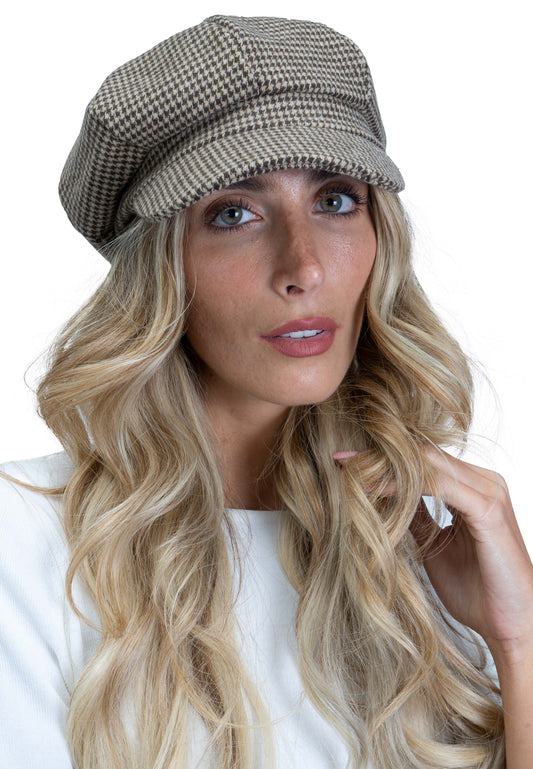 Magid Gingham Pattern Newsboy Cabby Cap