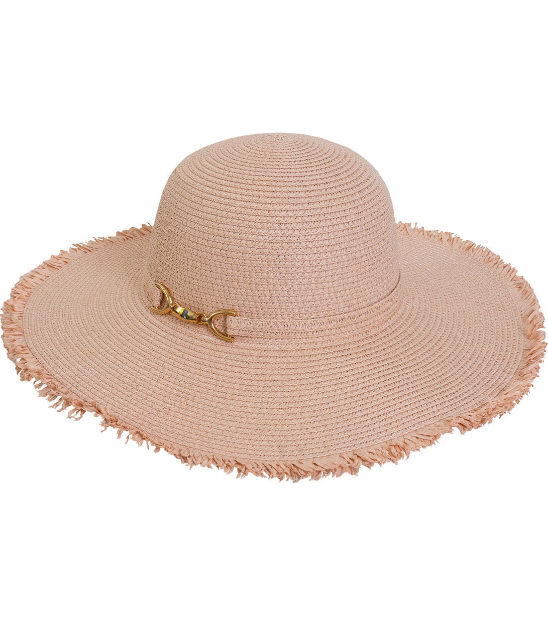 Magid Gold Metal Accent Frayed Brim Straw Floppy Hat