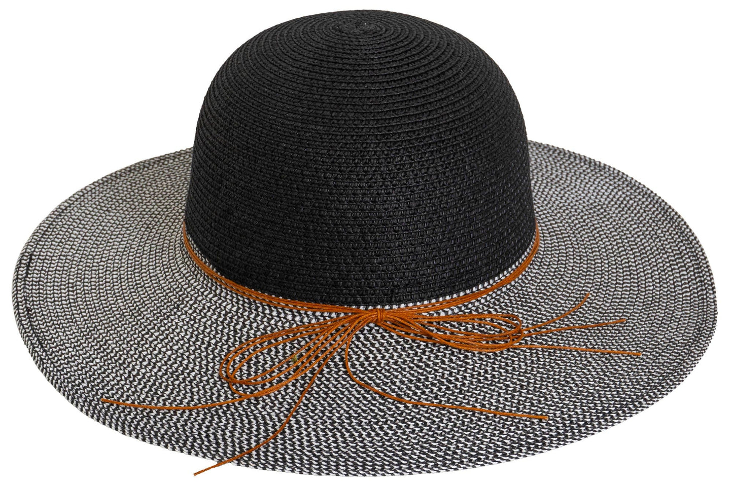 Magid Beaded Crown Two Tone Straw Floppy Hat