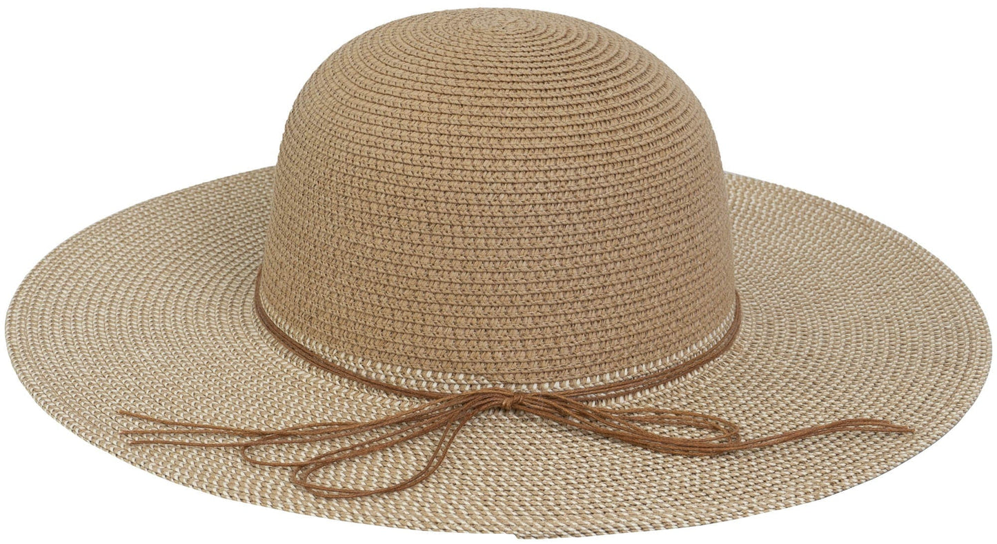 Magid Beaded Crown Two Tone Straw Floppy Hat