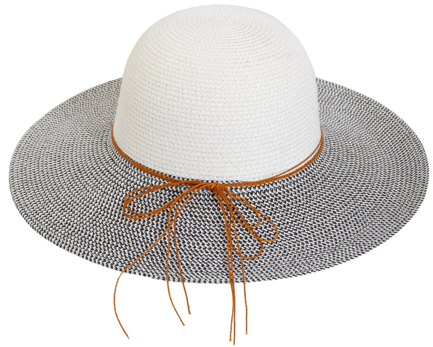 Magid Beaded Crown Two Tone Straw Floppy Hat