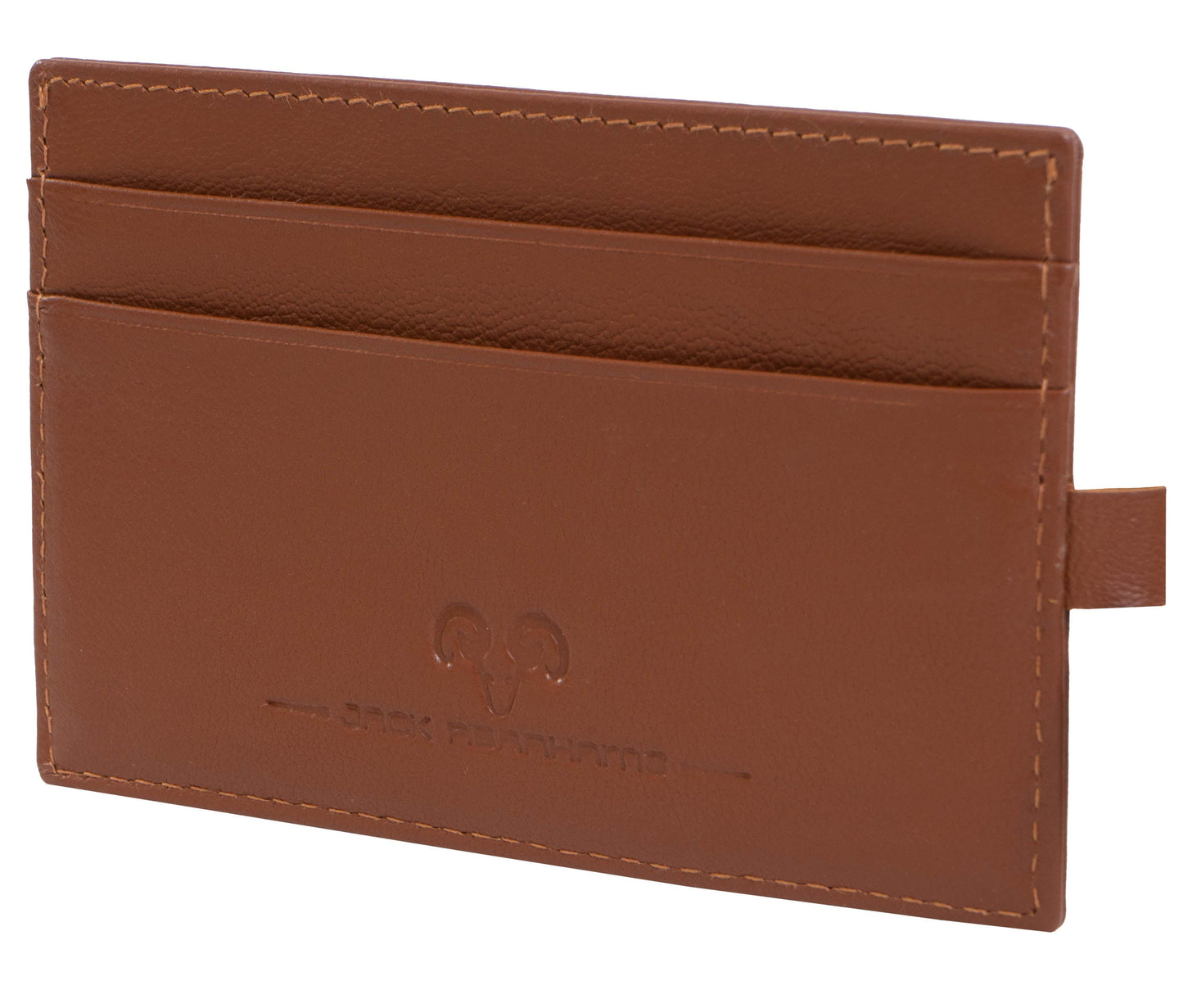 Jack Abrahams Goat Nappa Leather Card Case Wallet Cognac