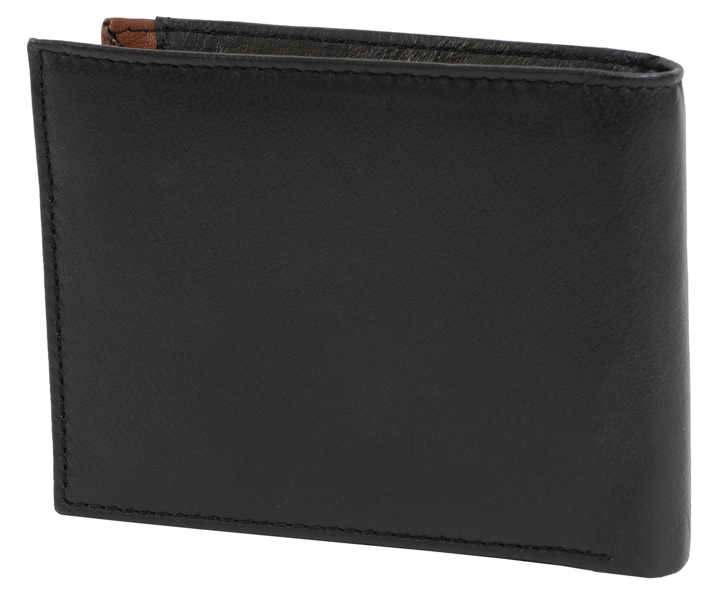 Jack Abrahams Goat Nappa Leather Bi-Fold Wallet Black/Cognac