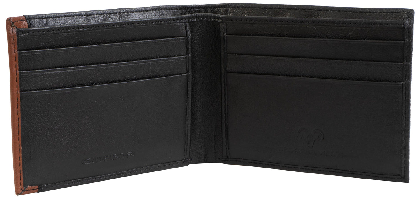 Jack Abrahams Goat Nappa Leather Bi-Fold Wallet Black/Cognac